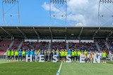 Wiesbadens OB Mende nutze das öffentliche Training der ukrainischen Fußball-Nationalmannschaft in der Britta Arena zu einem Statement und einer Danksagung in Bezug auf die hier lebenden Geflüchteten.
