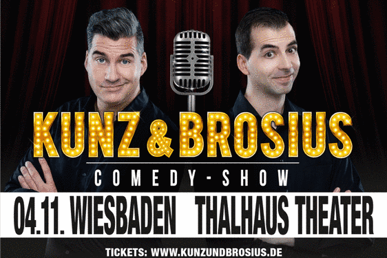 Das Thalhaus lädt zur Kunz & Brosius Comedy-Show ins Nerotal ein. Die beiden garantieren ein turbulentes Live-Erlebnis. In ihrer Show scheitern sie konsequent in allen Lebenslagen, nehmen sich dabei gegenseitig aufs Korn und sorgen für beste Unterhaltung.