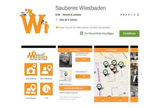 Am besten gleich herunterladen, neue Version der App Sauberes Wiesbaden.