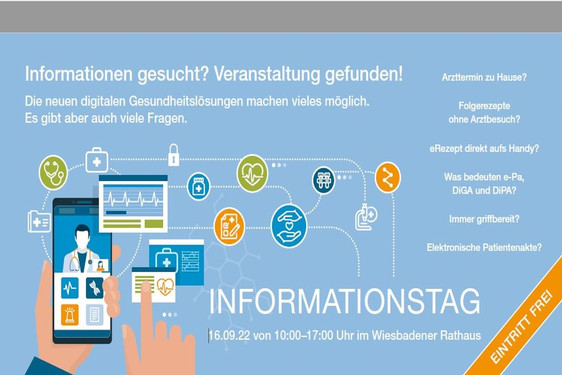 Die EGW Gesellschaft für ein gesundes Wiesbaden lädt zu einem Informationstag ins Rathaus ein. Auf der Agenda stehen neue digitalen Lösungen im Gesundheitswesen. Neben fünf Fachvorträgen erwartet die Bürgerinnen und Bürger eine „Mini-Messe“.