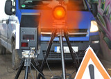Mobiles Radargerät der Polizei in Wiesbaden.