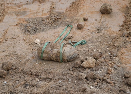 Britische Fliegerbombe aus dem Zweiten Weltkrieg in der Hans-Thoma-Straße  in Wiesbaden gefunden