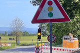 B455: Hessen Mobil saniert die Wickerbachtalbrücke bei Wiesbaden-Naurod. Einspurige Verkehrsführung während der Bauarbeiten.