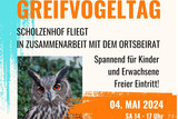 Am 4. Mai 2024 findet in Wiesbaden-Nordenstadt auf dem Sussiedlerhof Scholzenhof ein Greifvogel- und Eulentag für die ganze Familie statt.