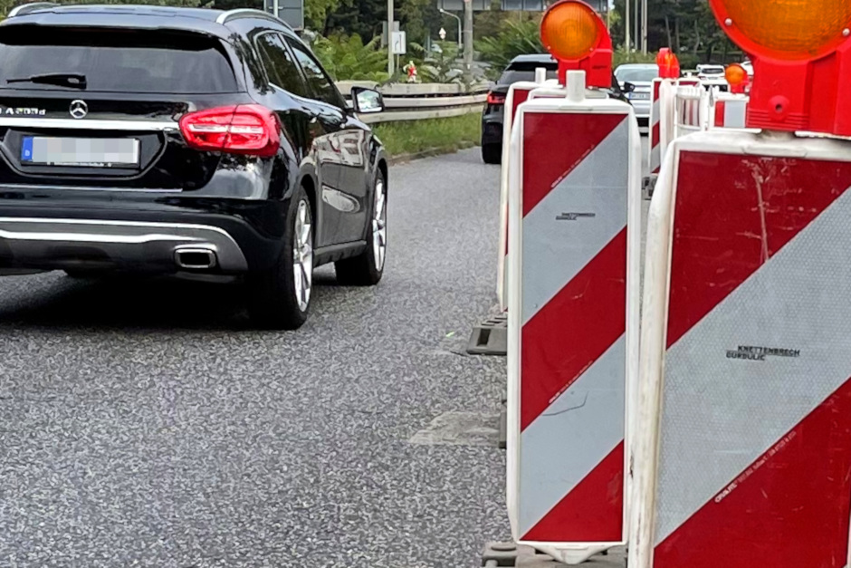 Teilsperrung der Boelckestraße in Mainz-Kastel wegen Bauarbeiten.