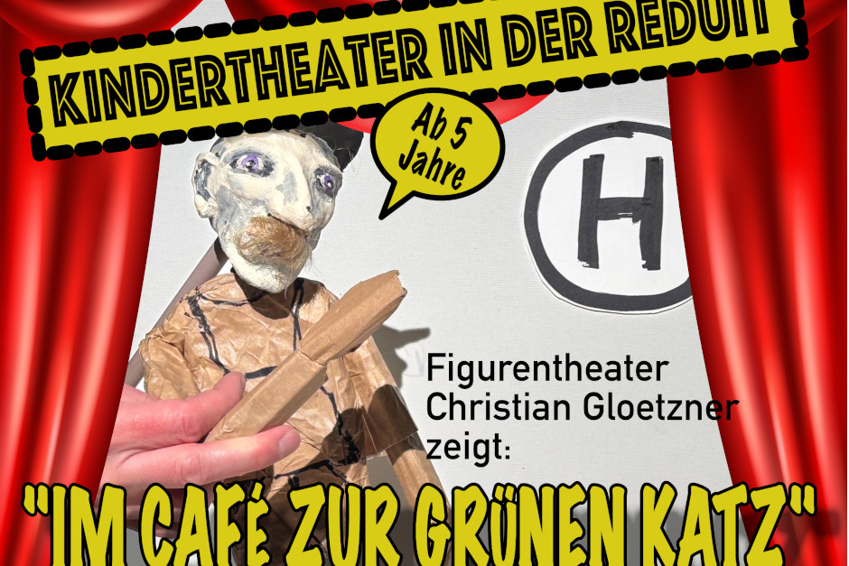 Am 29.April kommt das Figurentheater Christian Gloetzner mit seinem Stück: „Im Café zur grünen Katz“ in das Kinder-, Jugend und Stadtteilzentrum Reduit in Wiesbaden nach Mainz-Kastel.