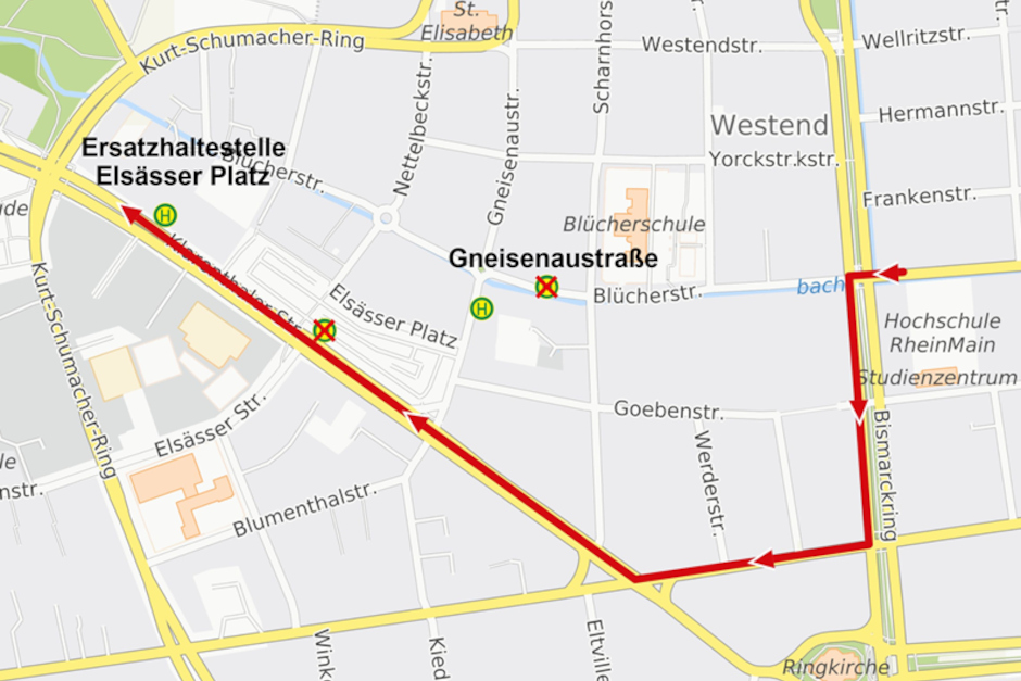 Haltestellen-Verlegung Elsaesser-Platz Wiesbaden