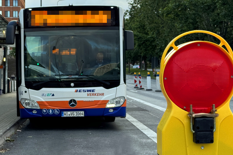 Sperrung der Wiesbadener Straße in Dotzheim. Busse werden umgeleitet.