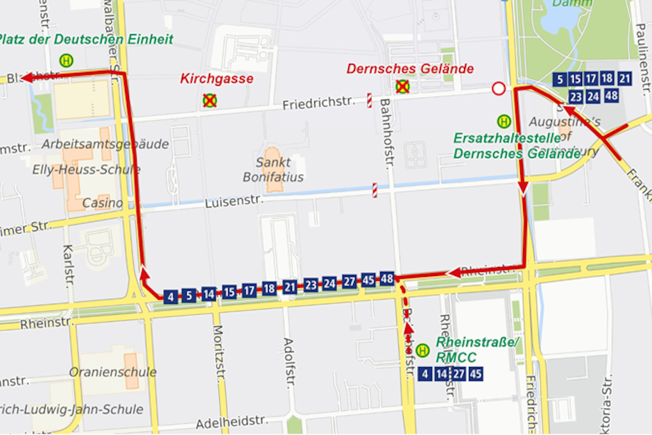 Umleitung stadteinwärts