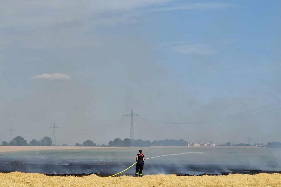Feuerwalze bei Wiesbaden: Großbrand zwischen Erbenheim und Kastel wütet über 75.000 Quadratmeter.