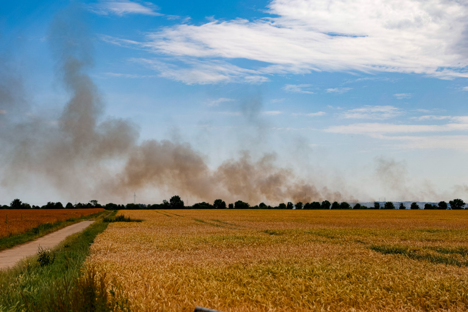 Feuerwalze bei Wiesbaden: Großbrand zwischen Erbenheim und Kastel wütet über 75.000 Quadratmeter.
