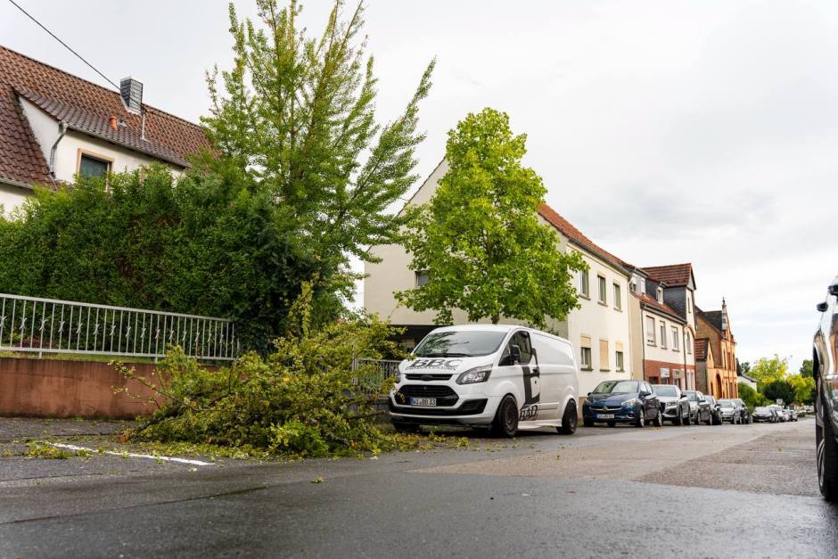 Unwetter trifft Wiesbaden-Nordenstadt am Montagabend. Feuerwehr im Dauereinsatz wegen umgestürzter Bäume und überfluteter Straßen.
