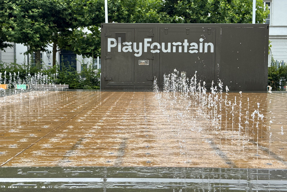 Wasserspielplatz „PlayFountain“ auf dem Luisenplatz in Wiesbaden vorübergehend gesperrt.