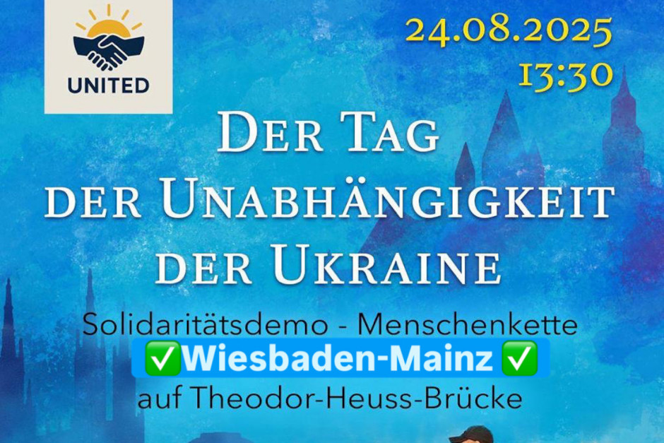 In Wiesbaden lädt eine Initiative zu einer Menschenkette der Einheit auf der Theodor-Heuss-Brücke zwischen Mainz und Wiesbaden ein.