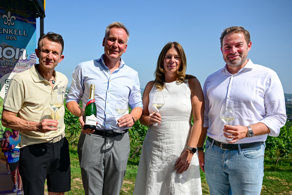 Neuer Termin und überarbeitetes Konzept des 1. Henkell 0.0 % Vinothon – Wiesbaden-Rheingau Genuss Marathon wurden auf Schloss Johannisberg vorgestellt.