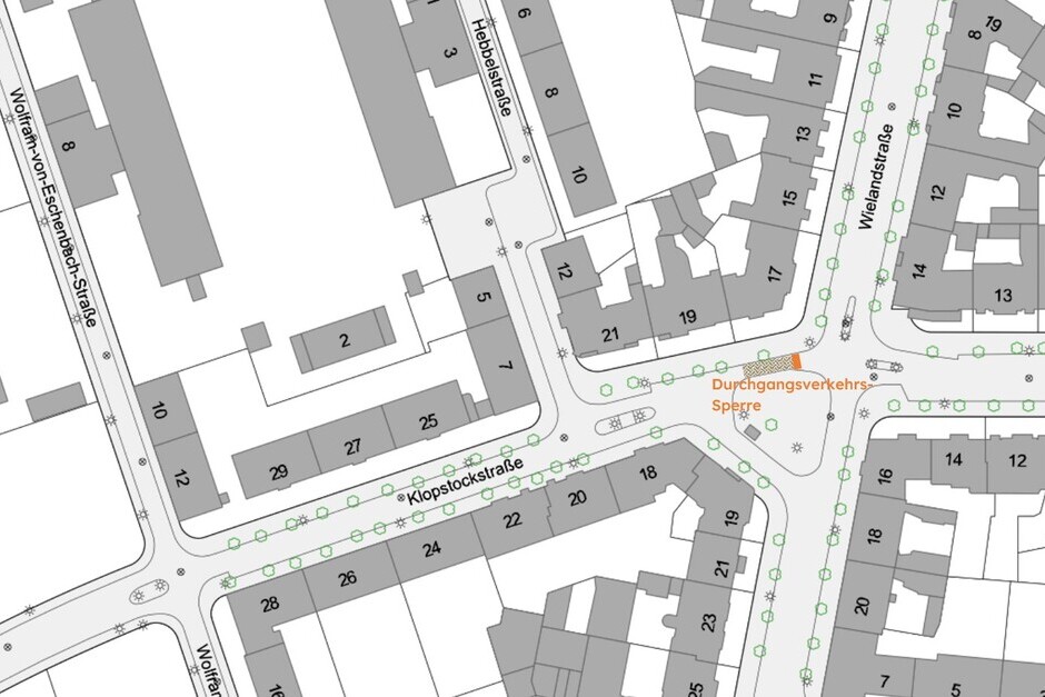 Eine Änderung der Verkehrsführung in der Wiesbadener Klopstockstraße wird vorgenommen.