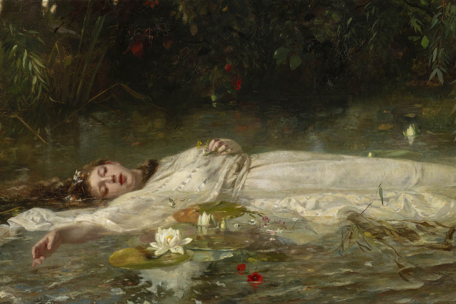 Das Gemälde Ophelia sort im Museum Wiesbaden für Besucheranstürme.