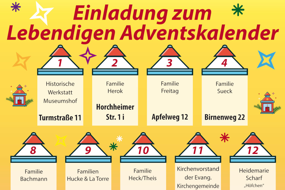 In Wiesbaden-Nordenstadt laden die Kirchengemeinden wieder gemeinsam zur Aktion „Lebendiger Adventskalender“ ein.