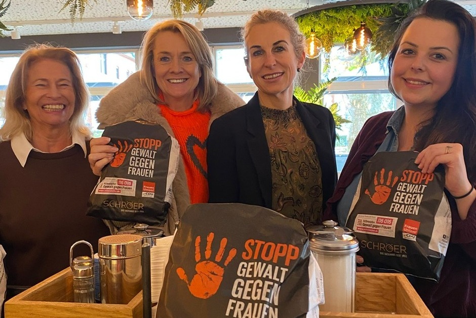 Bäckerei Schröer und die Frauen Union Wiesbaden kämpfen gemeinsam gegen Gewalt an Frauen