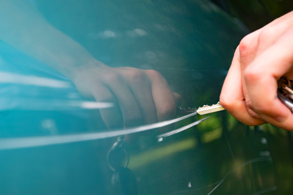 Auto zwischen Dienstag und Mittwoch in Wiesbaden mit Absicht zerkratzt.