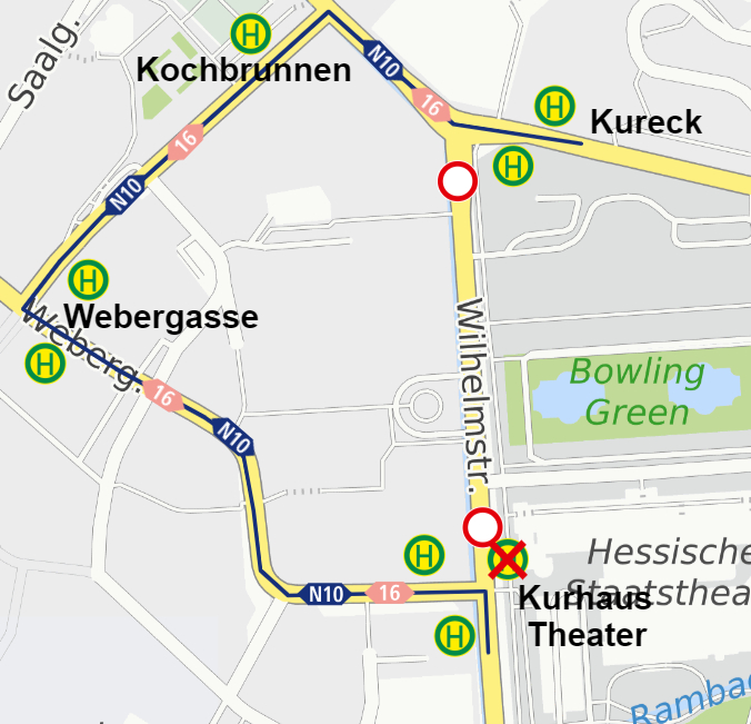 Silvesterfeierlichkeiten vor dem Kurhaus und dem Bowling Green in Wiesbaden 2025/2026. Busse werden umgeleitet.