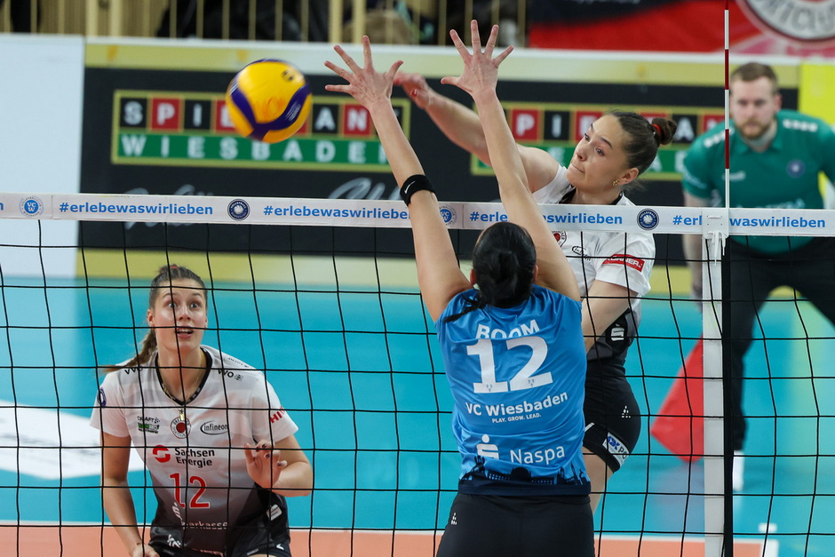 VC Wiesbaden verliert klar gegen Dresdner SC