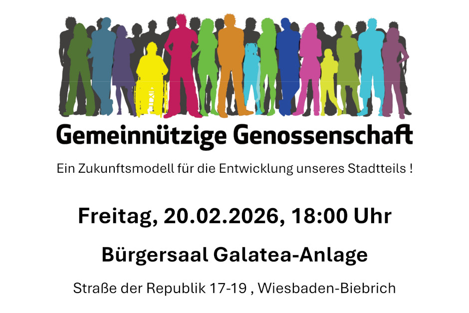 In Wiesbaden-Biebrich findet eine Veranstaltung zum Thema gemeinnützige Genossenschaften statt.