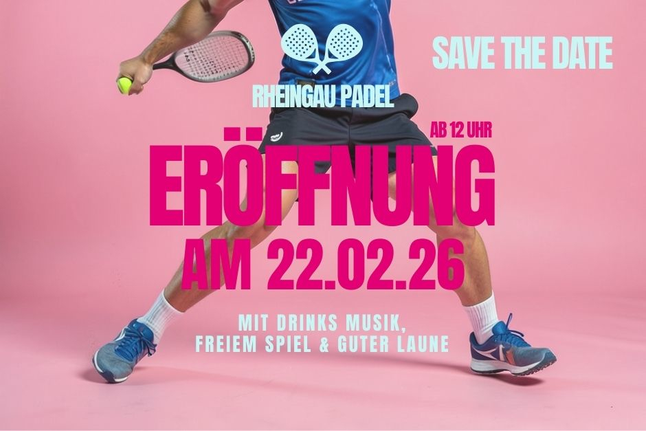 Action, Speed und jede Menge Teamgeist: Padel-Tennis ist die am schnellsten wachsende Sportart der Welt – und jetzt bekommt Bad Schwalbach seinen eigenen Hotspot. Am Sonntag, den 22. Februar, feiert der neue Padel-Club sein großes Grand Opening. Mit Showmatches, Probetrainings und After-Match-Lounge erwartet die Besucher ein sportliches Highlight der Extraklasse.