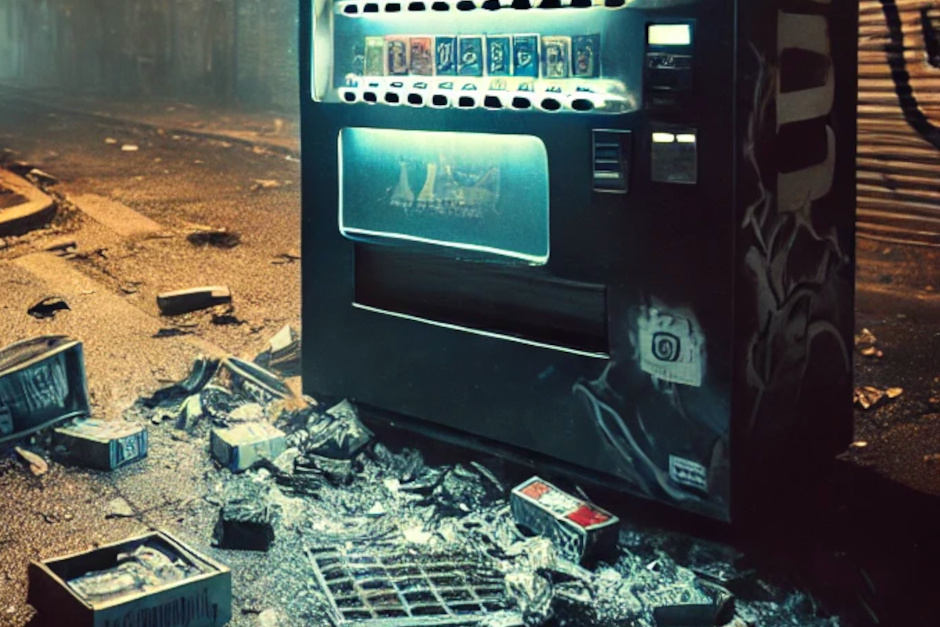 Zigarettenautomat in der Nacht zum Montag in Wiesbaden-Bierstadt gesprengt.