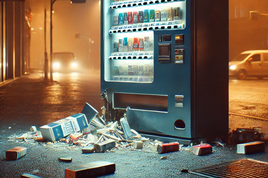 Zigarettenautomat in der Nacht zum Samstag in Wiesbaden-Klarenthal gesprengt.