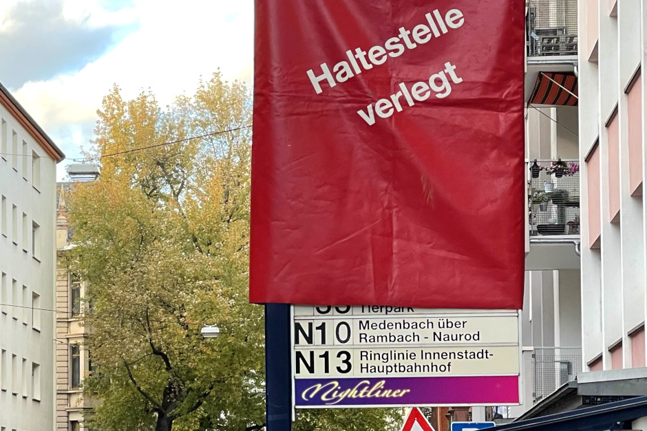 Haltestellenverlegung "Ruhbergstraße” in der Platter Straße in Wiesbaden.