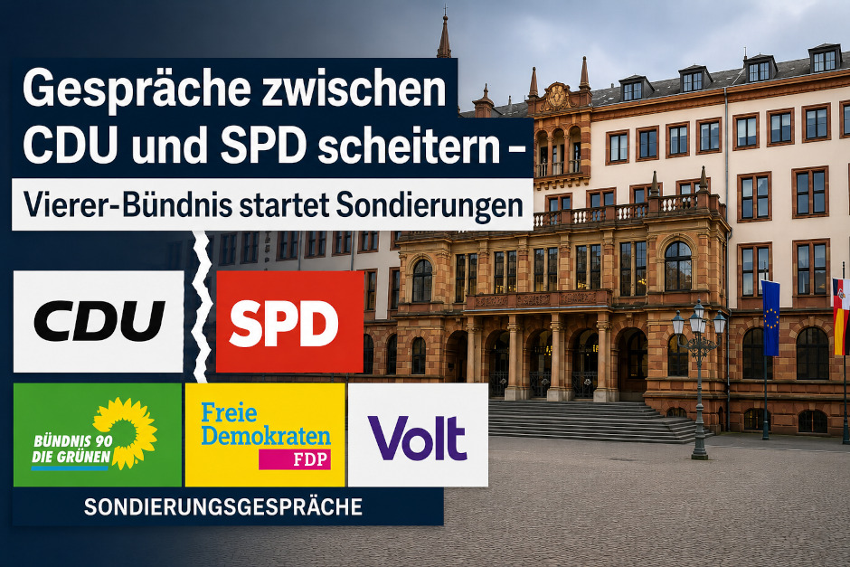 In der Wiesbadener Stadtpolitik brennt die Luft! Nach wochenlangen, zähen Verhandlungen hinter verschlossenen Türen ist das Tischtuch zwischen den großen Fraktionen endgültig zerschnitten. Weil mit der SPD absolut keine Fortschritte mehr zu erzielen waren, haben die Verantwortlichen jetzt die Reißleine gezogen. In einer spektakulären Kehrtwende formiert sich im Rathaus ein völlig neues Machtbündnis: CDU, BÜNDNIS 90/DIE GRÜNEN, FDP und Volt starten ab sofort gemeinsame Sondierungsgespräche, um eine neue, stabile Stadtregierung auf die Beine zu stellen und die SPD auf die Oppositionsbänke zu verbannen.