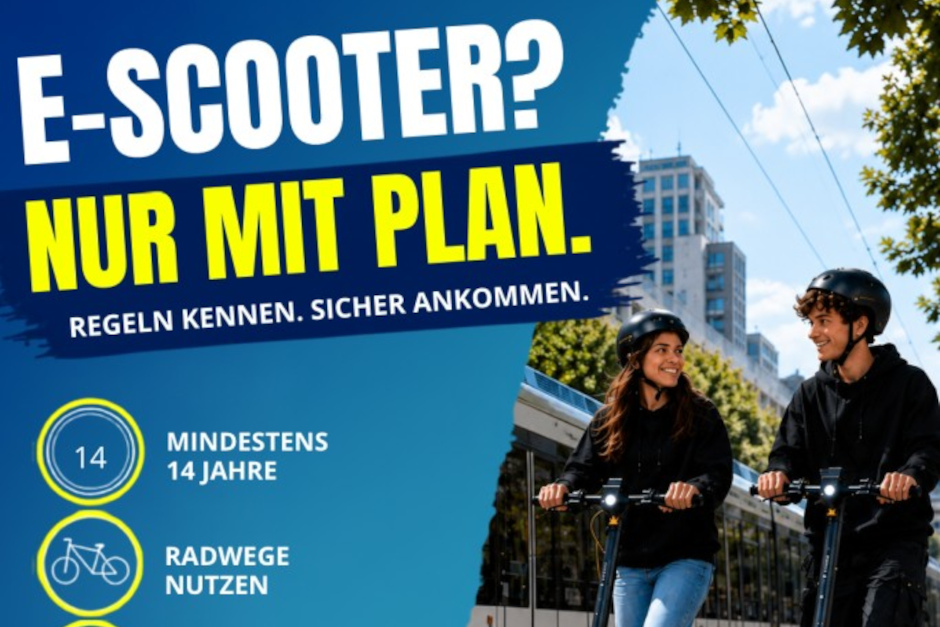 Am Mittwoch, 8. Juli 2026, informiert die Präventionsabteilung des Polizeipräsidiums Westhessen auf dem Mauritiusplatz über die sichere Nutzung von E-Scootern. Besonders Jugendliche und junge Erwachsene sind eingeladen, sich über Verkehrsregeln, Unfallgefahren und rechtliche Folgen bei Verstößen zu informieren.