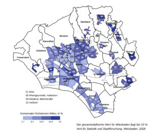 Anteil konservativ-gehobener Millieus in Wiesbaden