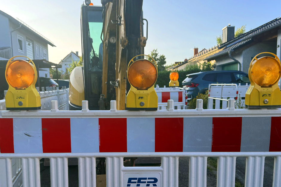 Sperrung der Kreitzstraße und Hubertusstraße in Wiesbaden-Biebrich für Tiefbauarbeiten.