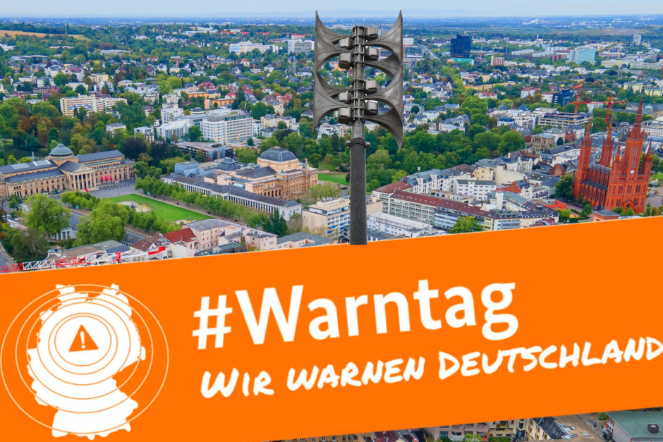 Bundesweiter Warntag am 10. September: Um 11:00 Uhr testen Bund, Länder und Stadt alle Warnkanäle. Auch in Wiesbaden läuft der Probealarm.